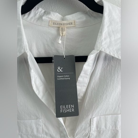 Eileen Fisher white classic button down shirt | pajama style organic cotton | S - Picture 3 of 15